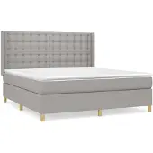 vidaXL Boxspring met matras stof lichtgrijs 160x200 cm