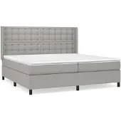 vidaXL Boxspringbed met matras, lichtgrijs, 200x200 cm, gestoffeerd