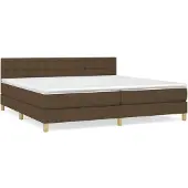 vidaXL Boxspring met matras stof donkerbruin 200x200 cm