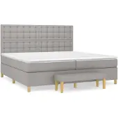 vidaXL Boxspring met matras stof lichtgrijs 200x200 cm