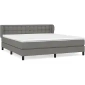 vidaXL Boxspring met matras stof donkergrijs 180x200 cm