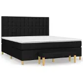 vidaXL Boxspring met matras stof zwart 160x200 cm