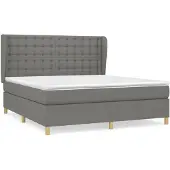 vidaXL Boxspring met matras stof donkergrijs 180x200 cm