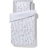 HEMA Dekbedovertrek Zacht Katoen 140x200/220 Bloemen Wit (wit)