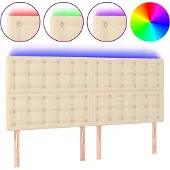 vidaXL Hoofdbord LED 160x5x118/128 cm stof crèmekleurig