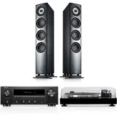 Teufel DEFINION 3 + DENON DRA-900H + DUAL DT 500 Stereo Antraciet/Schwarz