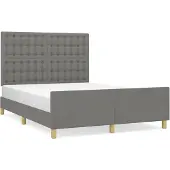 vidaXL Bedframe zonder matras stof donkergrijs 140x200 cm