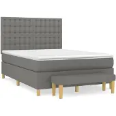 vidaXL Boxspring met matras stof donkergrijs 140x190 cm