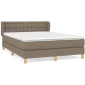 vidaXL Boxspring met matras stof taupe 140x190 cm