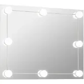 vidaXL Wandspiegel zonder lijst met LED-lampen rechthoekig glas