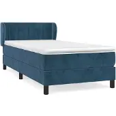 vidaXL Boxspring met matras fluweel donkerblauw 100x200 cm