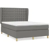 vidaXL Boxspring met matras stof donkergrijs 140x200 cm