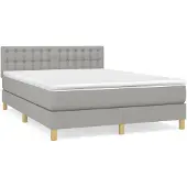 vidaXL Boxspring met matras stof lichtgrijs 140x190 cm