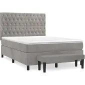 vidaXL Boxspring met matras fluweel lichtgrijs 140x190 cm