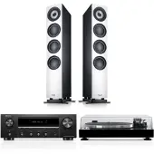 Teufel DEFINION 3 + DENON DRA-900H + DUAL DT 500 Stereo Wit/Zwart/Schwarz