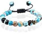 Memphis Dames Armband 8mm Kralen - Light Blue Fire