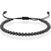 Memphis Macrame Armband Dames - 5mm Zwarte Kralen