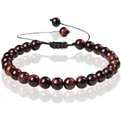 Memphis No.2 Natuursteen Armband Dames - 6mm Rode Tijgeroog