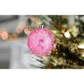 Krist+ kerstballen - 18x stuks - roze - kunststof - glitter