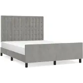 vidaXL Bedframe zonder matras 140x190 cm fluweel lichtgrijs