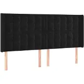 vidaXL Hoofdbord met randen 163x16x118/128 cm fluweel zwart