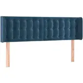 vidaXL Hoofdbord met randen 147x16x78/88 cm fluweel donkerblauw