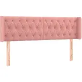 vidaXL Hoofdbord met randen 163x16x78/88 cm fluweel roze