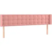 vidaXL Hoofdbord met randen 183x16x78/88 cm fluweel roze