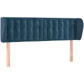 vidaXL Hoofdbord met randen 147x23x78/88 cm fluweel donkerblauw