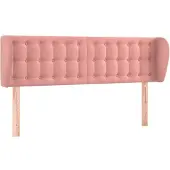 vidaXL Hoofdbord met randen 147x23x78/88 cm fluweel roze