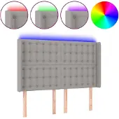 vidaXL Hoofdbord LED 147x16x118/128 cm stof lichtgrijs