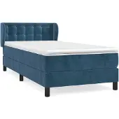 vidaXL Boxspring met matras fluweel donkerblauw 100x200 cm