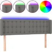 vidaXL Hoofdbord LED 147x16x78/88 cm stof donkergrijs