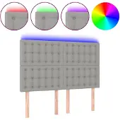 vidaXL Hoofdbord LED 144x5x118/128 cm stof lichtgrijs