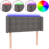 vidaXL Hoofdbord LED 83x16x78/88 cm kunstleer grijs