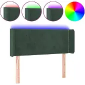 vidaXL Hoofdbord LED 83x16x78/88 cm fluweel donkergroen