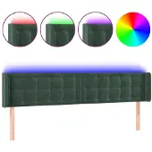 vidaXL Hoofdbord LED 203x16x78/88 cm fluweel donkergroen
