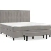 vidaXL Boxspring met matras fluweel lichtgrijs 160x200 cm