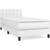 vidaXL Boxspring met matras kunstleer wit 90x190 cm