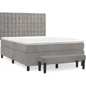 vidaXL Boxspring met matras fluweel lichtgrijs 140x190 cm