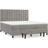 vidaXL Boxspring met matras fluweel lichtgrijs 180x200 cm