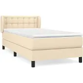 vidaXL Boxspring met matras stof crèmekleurig 90x200 cm
