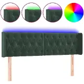 vidaXL Hoofdbord LED 147x16x78/88 cm fluweel donkergroen