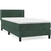 vidaXL Boxspring met matras fluweel donkergroen 80x200 cm