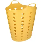 Excellent houseware Flexibele wasmand - kunststof - 60L - geel - D38 x H47 - kuip - Wasmanden