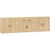 vidaXL Dressoirs 3 st bewerkt hout sonoma eiken