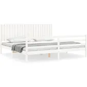 vidaXL Bedframe met hoofdbord massief hout wit 200x200 cm