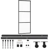 vidaXL Schuifdeur met beslag 76x205 cm aluminium en ESG-glas