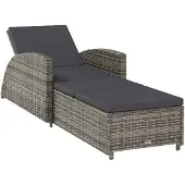 vidaXL Ligbed met donkergrijs kussen poly rattan grijs