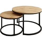 Meubella | salontafel eiken set van 2 industrieel